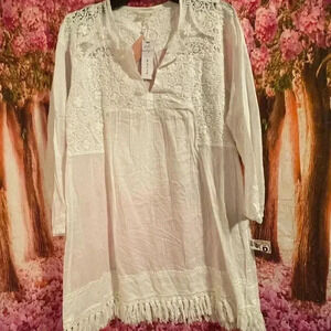 Pilyq xs Elena Waterlily embroidered white swimsuit cover up